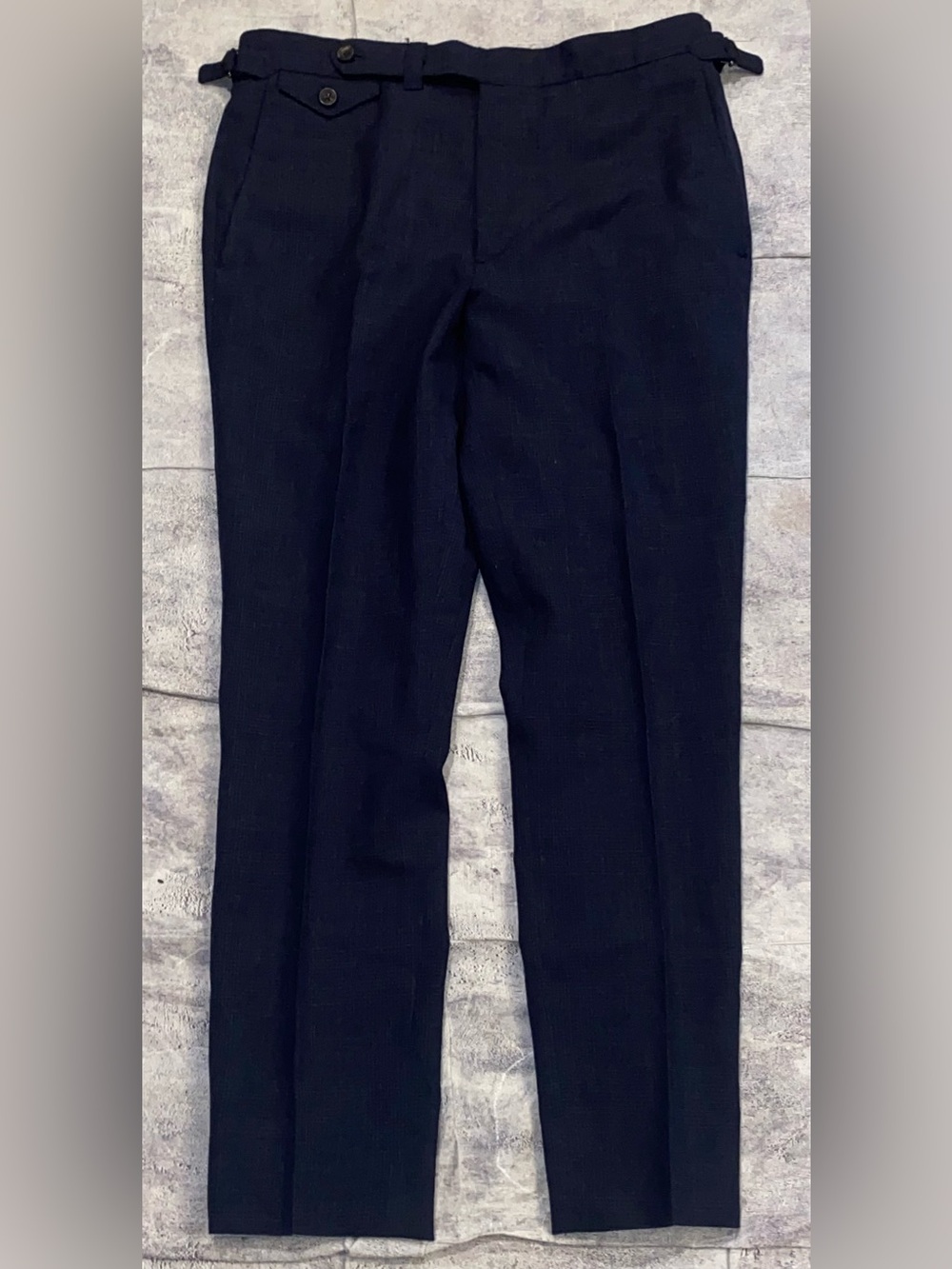 John Mueser NYC  Bespoke Custom Dress Pants Slacks Ghurka Side Tab Adjusters 31
